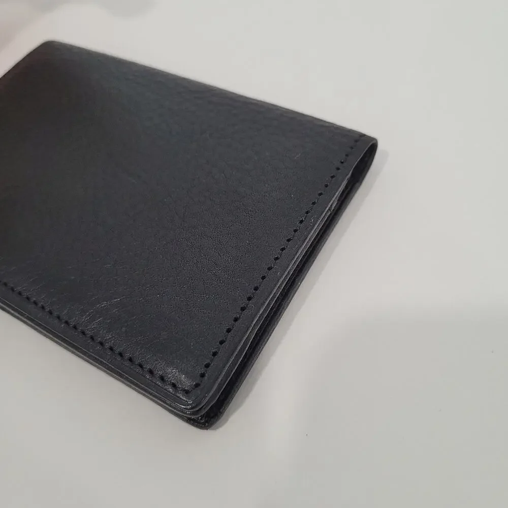Cocomeister Designer Card Wallet Black Bifold Leather Folding Small Mini Quality